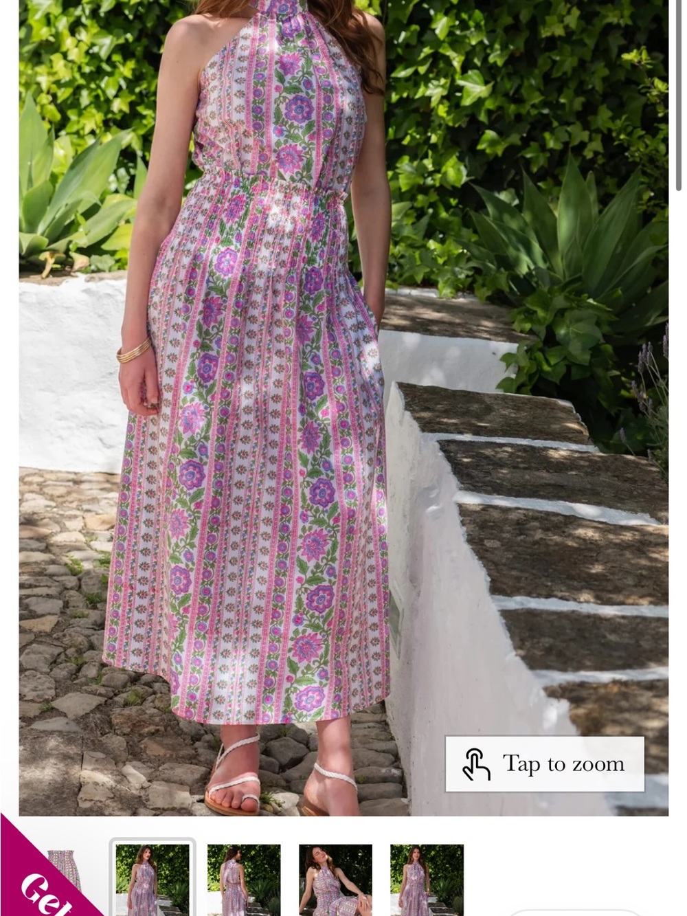 Pink city prints alba Floral Maxi Skirt in Pink and Green Polk border